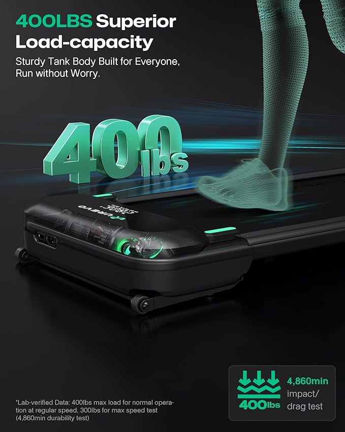 UREVO Auto Incline Walking Pad with AI App, Brushless Quiet Motorized Treadmill for Apartments, 9% Power Incline Standing Desk Treadmill, 12-Point Shock Absorption & Immersive Hiking