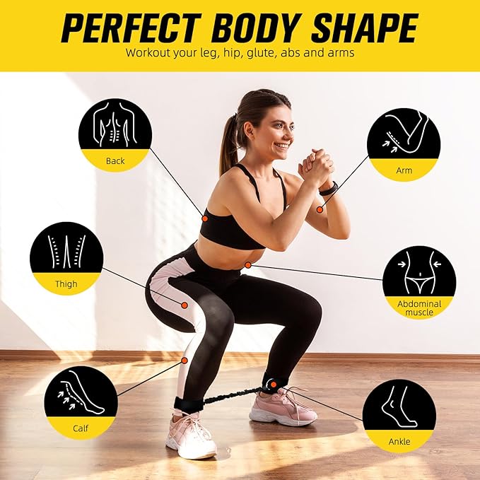 Vertical Jump Trainer Leg Strength Ankle Resistance Bands with Cuffs Workout Equipment for Fitness Basketball Volleyball Tennis Jumping Strength Training Equipment