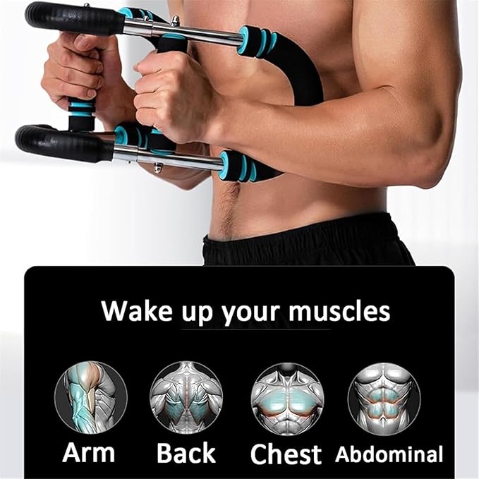 Chest Trainer for Men, Adjustable Chest Workout Equipment, Twister Arm Trainer Chest Workout Machine, Chest Exerciser Flex Bar, Upper Body Muscle Strength Training Device for Home Gym (U60-100lbs Kit)