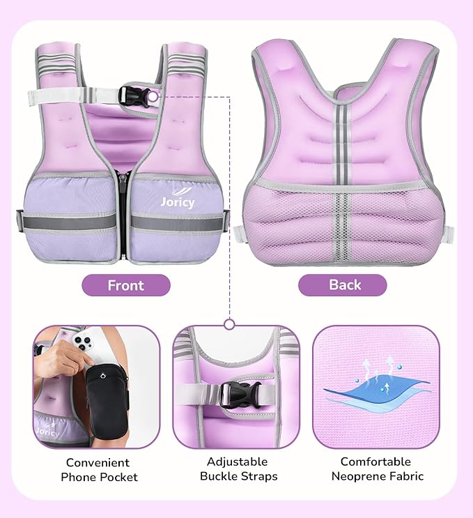 Weighted Vest Woman Men 6lb 8lb 10lb 12lb 14lb 16lb 20lb 25lb 30lb Weight Vest Zipper Front Rucking Vests With Reflective Strips for Walking Running Workout Strength Training Weight Loss Women