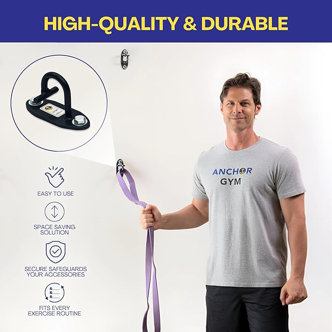 Anchor Gym Mini H1 (Set of 3) - Resistance Band Wall Anchors for Home Workouts | Wall Mount Anchor for Resistance Bands, Stretch Straps & Suspension Trainers