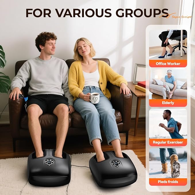 Foot Massager with Heat - Shiatsu Deep Kneading to Relieve Tired & Aching Feet, Fits Size 6-13