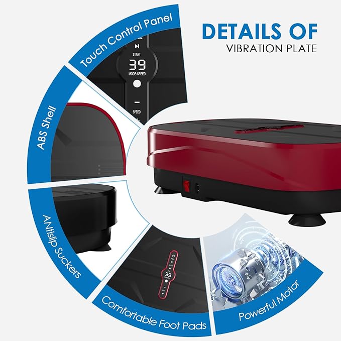 Vibration Plate Exercise Machine - Whole Body Workout Vibration Platform Lymphatic Drainage Machine for Weight Loss Home Fitness with Resistance Bands Remote