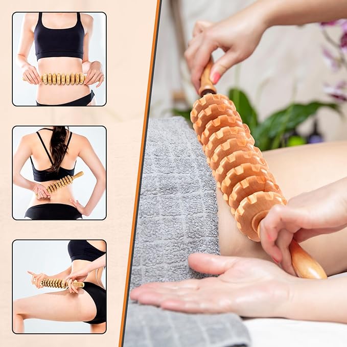 3 in 1 Wood Therapy Massage Tool,Wooden Lymphatic Drainage Massager Maderoterapia Kit Professional Body Cellulite Massager for Body Sculpting,Contouring,Relief Muscle,Anti-Cellulite