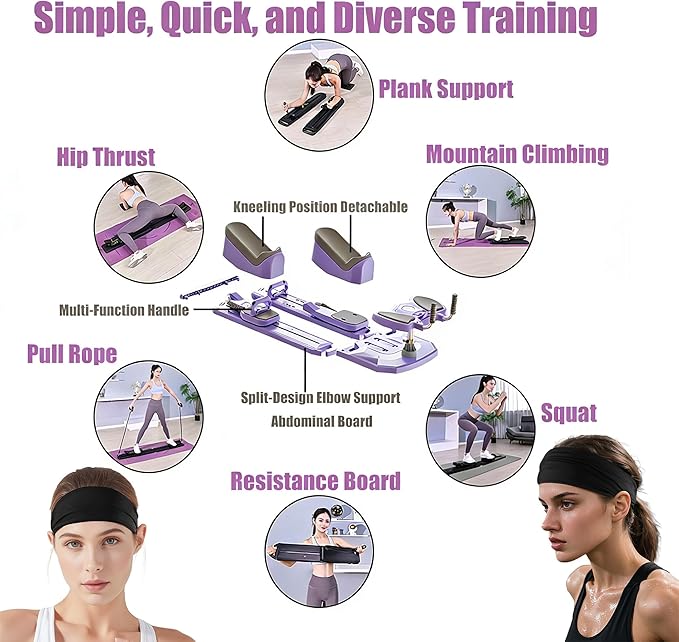 Reformer Pilates Board for Home Workout Foldable Mini Reformer Pilates Machine with ,Mountain Climbing Crawl Exercise, Lightweight & Portable for Indoor Outdoor Training.