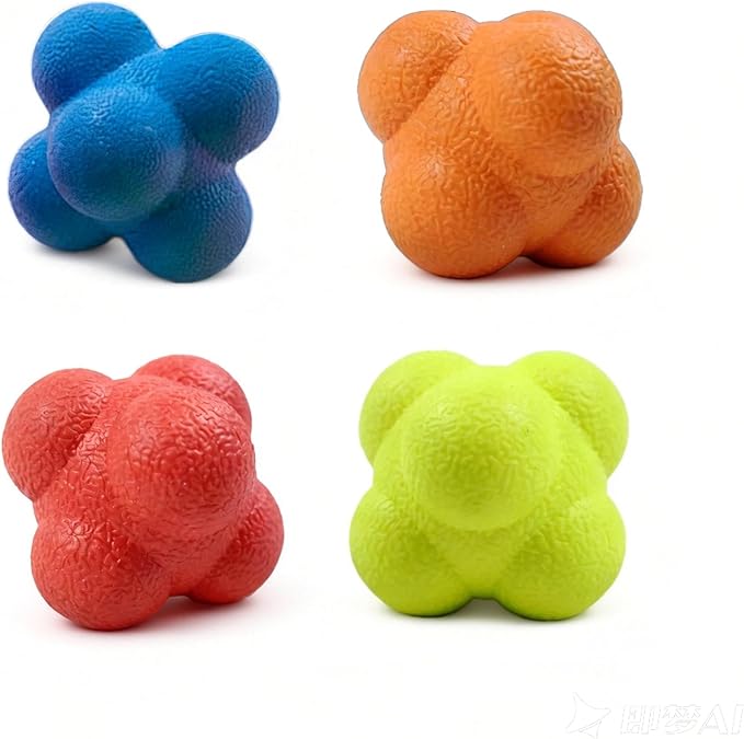 Reaction Balls 4 Pack, 2.2-2.8 Inch - Hand-Eye Coordination Trainer, Reflex & Agility Training Equipment for Baseball, Handball, Sports & Fitness for Outdoor Fun, (only for 12+ Adults)