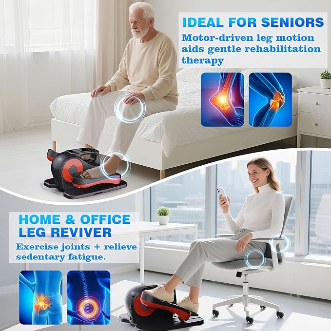 Under Desk Elliptical Machine, Electric Under-Desk Elliptical for Seniors - Mini Elliptical Exercise Equipment for Home with 12-Speed Touch Screen, Remote Control & Reversible Motion
