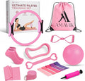 AMAVIK Pilates Kit 15-Pieces Home Workout Set with 5 Resistance Bands, Pilates Ring and Ball Set with Accessories-A Complete Pilates Set for Women to Improve Strength, Flexibility and Balance Body