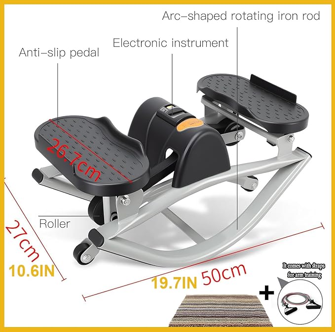 Rock Stepper Side to Side Lateral Rocking Stepper Side To Side with Digital Display（𝟒-𝟖 𝑫𝑨𝒀 𝑫𝑬𝑳𝑰𝑽𝑬𝑹𝒀）Rock Stepper Exercise Machine With Resistance Bands,Home Workout Machine (PINK, SETS)