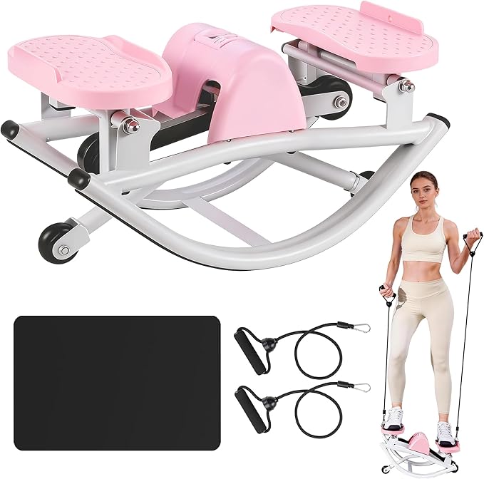Gannyfer Rock Stepper with Digital Display, Side to Side Lateral Stepper Machine with Resistance Bands for Home Workout, Low-Impact Fitness Equipment for Legs, Glutes & Core