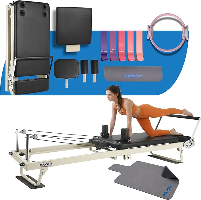 2ND Gen 92" Extended Pilates Reformer, Foldable Pilates Machine with Pilates Ring Circle & Headrest, Jumpboard, Dual Resistance Springs, Yoga Bands, Mat, Pilates Equipment for Home Workout