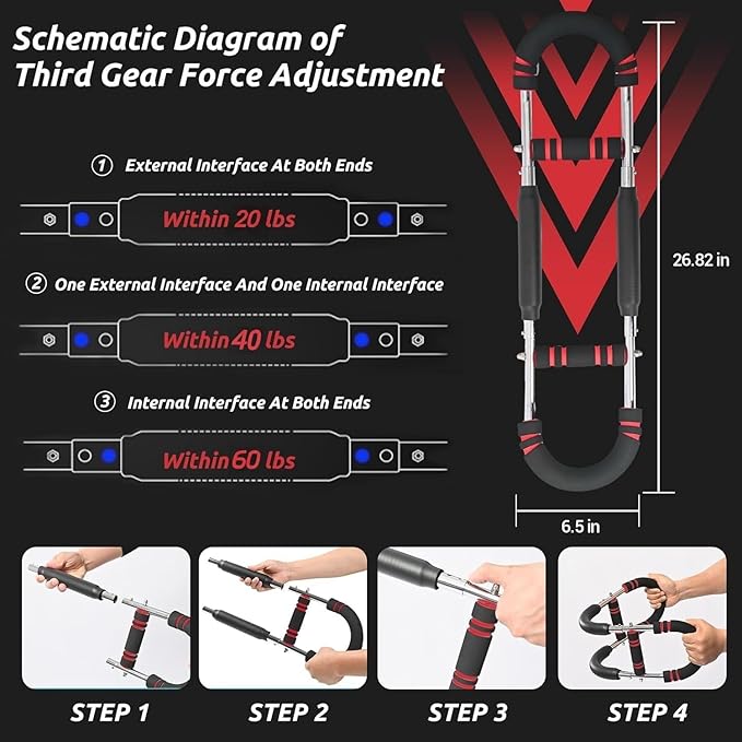 Twister Arm Trainer, Adjustable Chest Workout Equipment for Men & Women, Muscle Builder & Strength Training for Arms, Home Gym Strength Trainer, Chest Trainer (20-60 lbs)