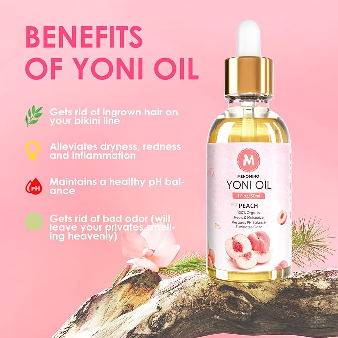 2 Pack Yoni Oil for Women, Organic Peach Feminine Care Product, 100% Natural Yoni Essential Oil, 1 fl oz/30ml/pc