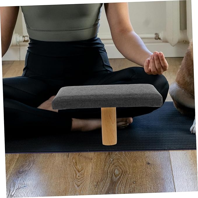 Mobestech Meditation Kneeling Bench Cushion Yoga Seat for Comfortable Seiza Position Grey Stool for Meditation Prayer and Balance Exercises