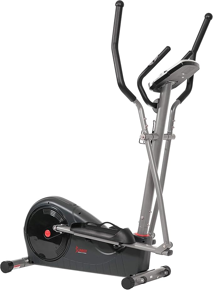 Sunny Health & Fitness Elliptical Exercise Machine, Silent Training, Long Stride Full Body Workout, Adjustable Resistance, Pulse Sensor, SunnyFit App via Bluetooth, Electric or Manual