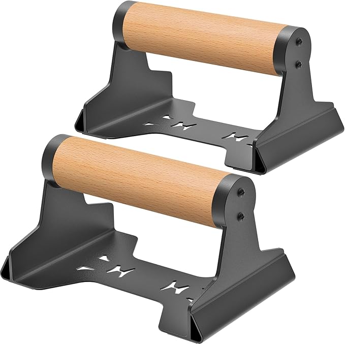 SELEWARE Wood push up bars Parallettes bars Anti-slip Handstand Bars for Calisthenics, Fitness, Floor workouts Solid Wood with Sturdy Metal Bracket, Support 600 lbs
