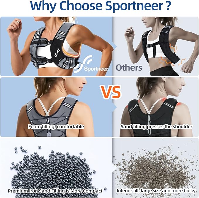 Sportneer Weighted Vest Woman: 8lb/12lb/15lb/20lb/25lb Weight Vest for Walking with Phone Bag, Adjustable Women Weighted Vest for Running Rucking Vest for Jogging Strength Training Weight Loss