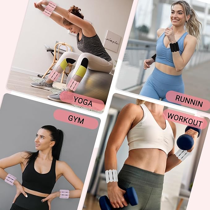 Wrist Ankle Weights for Women Men, Leg Arm Wrist Weights Bangles 1lb*2 2lb*2 Wearable Weights Pilates Weighted Bracelet for Strength Training Walking Swimming Yoga Physical Therapy