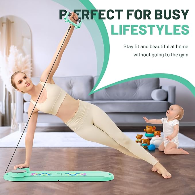 Pilates Board, Newest Multi-Purpose Portable Pilates Reformer Machine for Home, Foldable at Home Pilates Kit, Pilates Board for Home Workout Fitness Exercise, Abs, Pilates Equipment