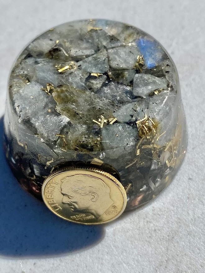 Labradorite Orgone Generator Energy Accumulator 528Hz/7.83Hz/Advance Harmonics Many Beautiful Ingredients and Colors! (Labradorite)