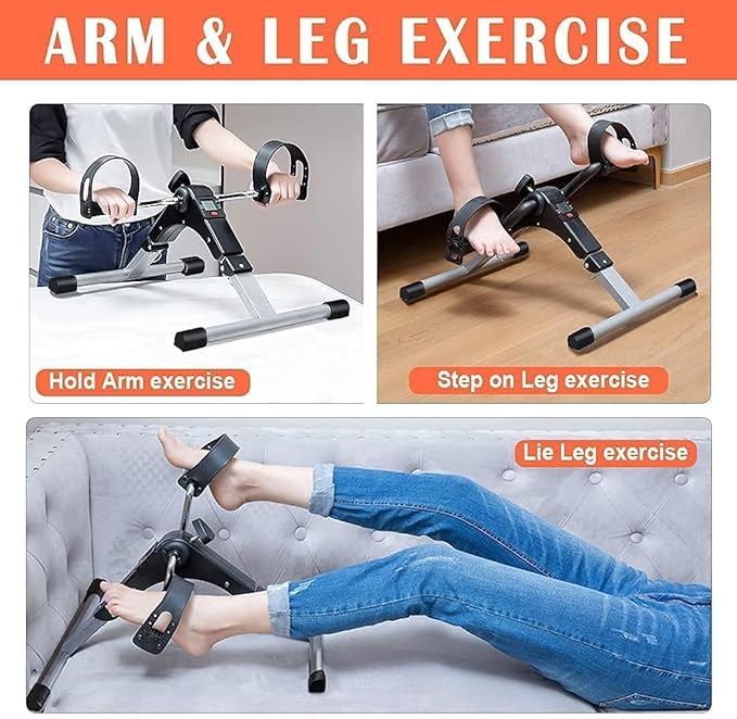 TABEKE Under Desk Bike Pedal Exerciser, Fully Assembled Folding Pedal Exerciser for Arm and Leg Workout, Portable Sitting Desk Cycle with LCD Screen Displays