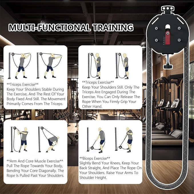Endless Rope Trainer, Suspension Endless Rope Pulley System, Resistance Trainer Machine with Adjustable Resistance, Home Gym Infinity Rope for Interval Resistance Training