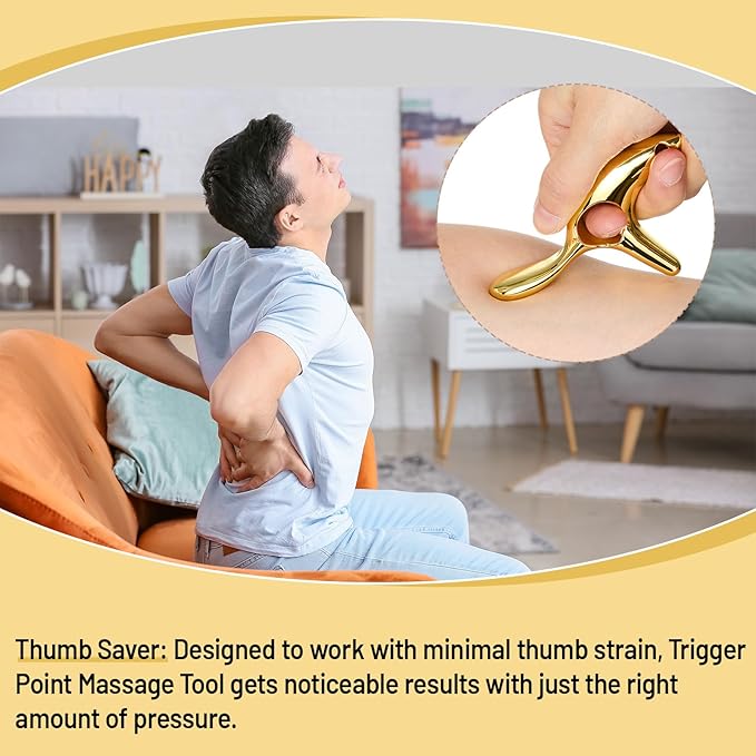 2 Pcs Trigger Massage Tool Acupuncture Pen Gua Sha Massage Scraping Tool Manual Reflexology Body Point Deep Tissue Muscle Scraper Massager for Head Neck Hand Waist Calf Foot (Gold,Medium)