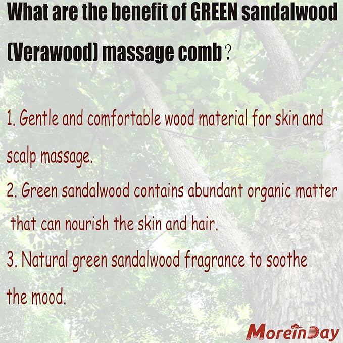 Wooden Massage Comb, Wooden Scalp Massager, Scalp Gua Sha for Stress Relax, Loc Comb for Sisterlocks - Green Sandalwood