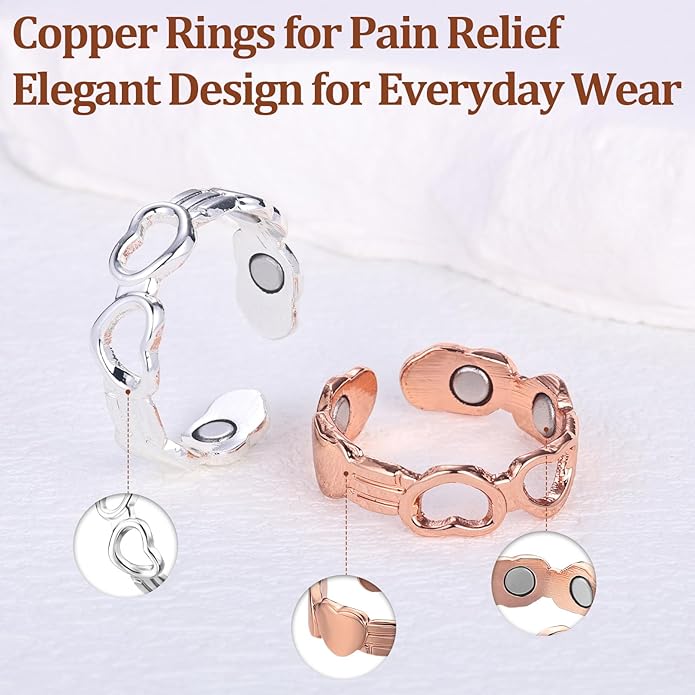BioMag Copper Rings for Women, 99.99% Pure Copper Magnetic Rings Thumb Rings for Lymphatic Drainage, Adjustable Jewelry Gifts for Women