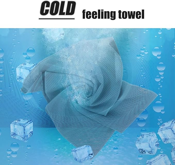 Biange Cooling Towels (40"x 12", Pack of 60) for Neck and Face, Cold Towel for Hot Weather, Sports, Workout, Fitness, Gym, Yoga, Golf, Pilates, Travel, Camping & More