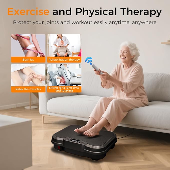 Vibration Plate Exercise Machine for Lymphatic Drainage Power Vibration Platform Machines, 400 Lbs Capacity Vibrating Shake Plate Board with Bluetooth, Home Fitness Gifts for Fat Burner Gifts