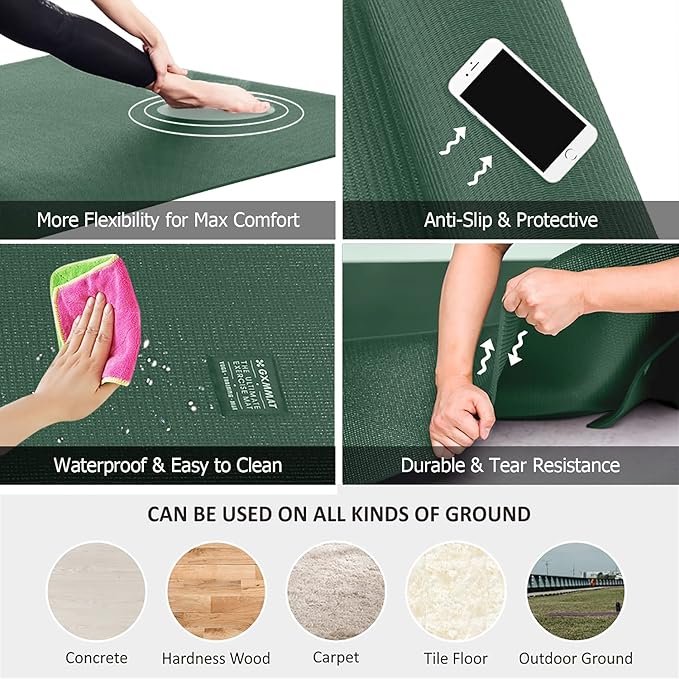GXMMAT Large Yoga Mat 12'x6'/10'x6'/6'x8'(7mm), Extra Thick Workout Mats for Home Gym Flooring, Ultra Comfortable Non-Slip Quick Resilient Barefoot Wide Exercise Mat for Pilates, Stretching,Meditation