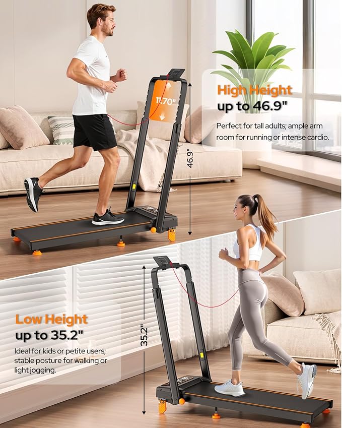 Walking Pad Treadmill with 12% Incline & Dual LED Display, 4 in 1 Walking Pad with Handle Bar, 3.5HP Foldable Under Desk Treadmill, Portable Treadmills for Home 350LBS, 4 Adjustable Incline, RGB Light