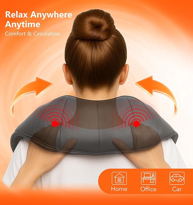 MagicMakers Electric Shiatsu Neck Massager with Heat - Pain Relief for Back, Shoulders & Feet - Gifts for Men, Women, Mom, Dad - From Daughter or Son - Ideal for Christmas, Mother's Day & Father's Day