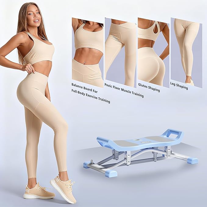 Portable Ski Balancing Machine, Ski Simulator Balance Board with Resistance Bands & LCD Monitor, Full Body Cardio Workout Stepper Exercise Machine 300 lbs Capacity, Ski Exercise Machine for Home