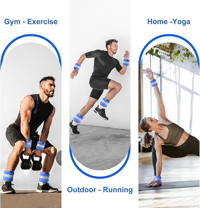Ankle Weights A Pair of 1/2/3/4/6/8/10/12/20 LBS Wrist Leg Arm Weights for Women Men with Adjustable Straps, Strength weighted for Physical Therapy Running Walking Fitness Gym Workout