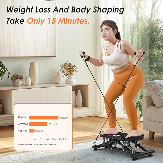 Balance Board for Adults, Rocking Stepper with Resistance Bands, Portable Wobble Board Featuring LCD Monitor, 300 lbs Capacity Ski Balance Trainer for Full Body Workout at Home Gym