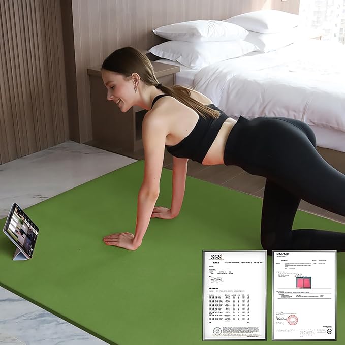 Hatha Yoga Large TPE Yoga Mat 6'x4'x1/2" Extra Thick Non-Slip Exercise Mat - for Yoga Pilates & Home Gym Workouts