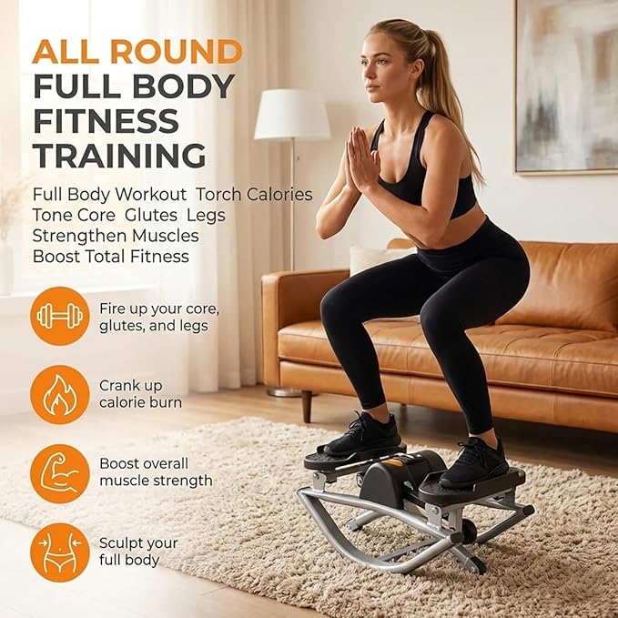 Rock Stepper Side to Side, Digital Display Mini Stepper with Resistance Bands, Steppers for Exercise at Home, Quiet Low Impact Workout Machine for Arm Legs Glutes, Portable Fitness Equipment