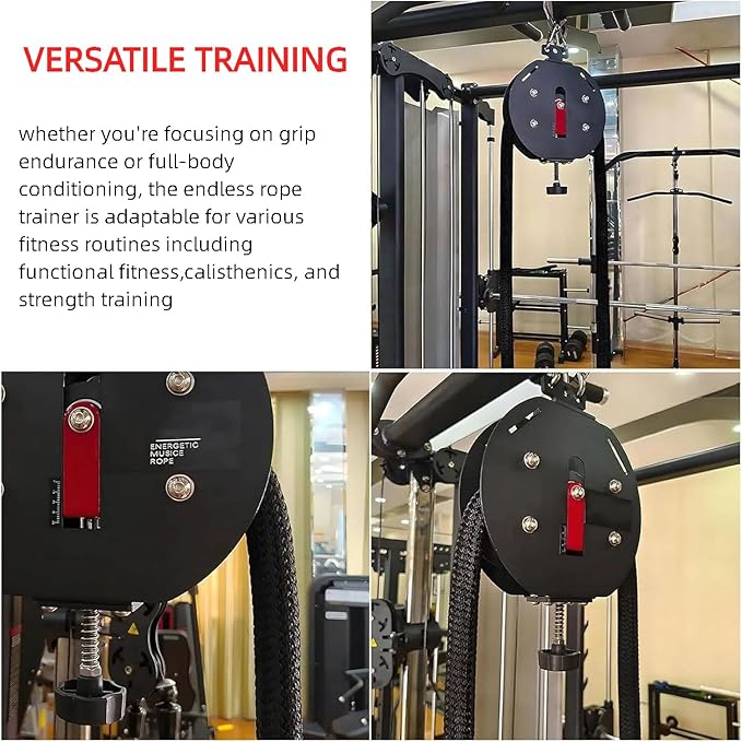 Endless Rope Trainer,Resistance Trainer Machine for Home Gym,Pulley Cable Machine System with Adjustable Resistance,for Full Body Workout, Arm, Back, Chest & Shoulder Exercise Equipment