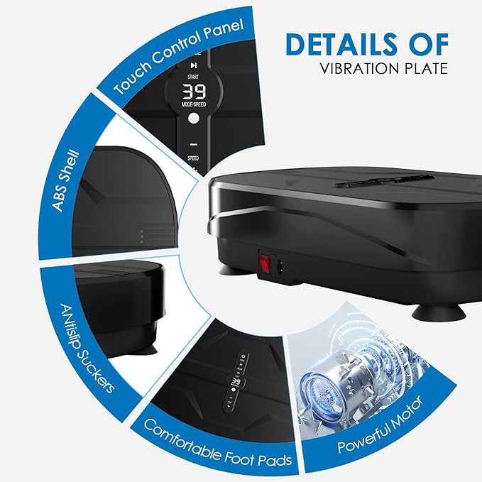 Vibration Plate Exercise Machine - Whole Body Workout Vibration Platform Lymphatic Drainage Machine for Weight Loss Home Fitness with Resistance Bands Remote