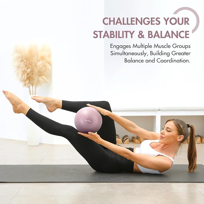 Pilates Ball 9 Inch Core Ball, Small Exercise Ball Between Knees for Physical Therapy, Small Yoga for Pilates, Yoga and Core Training, Fitness for Workout at Home Gym and Office