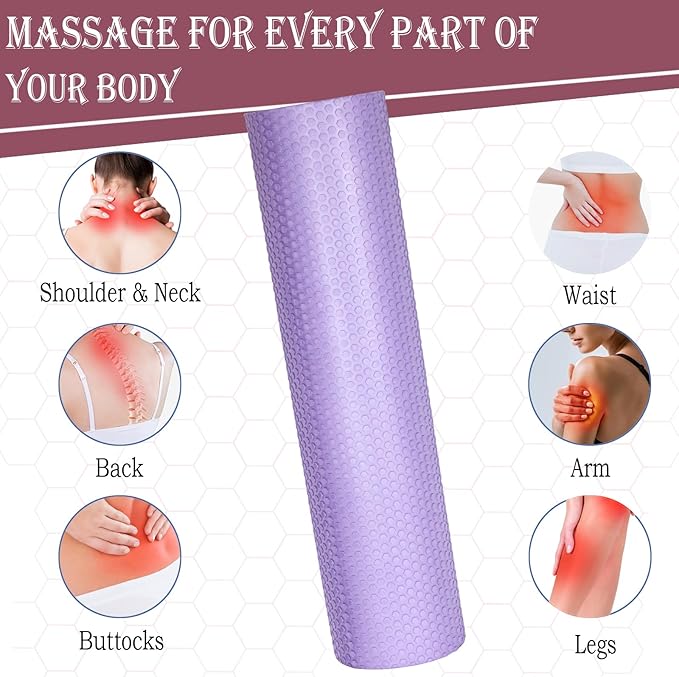 23.6″ Large Foam Roller – Solid High-Density EPP Yoga Column, 5.9″ Diameter for Full-Body Stretch & Myofascial Release, Excercise, Massage and Recovery (Purple)