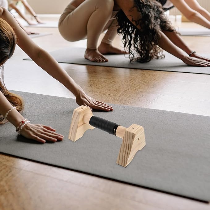 SUPVOX Wood Push up Bars Parallettes Stands 30cm Beech Wood Non-slip Base Strength Training Home Gym Equipment for Men Women Handstand and Pushup Workout