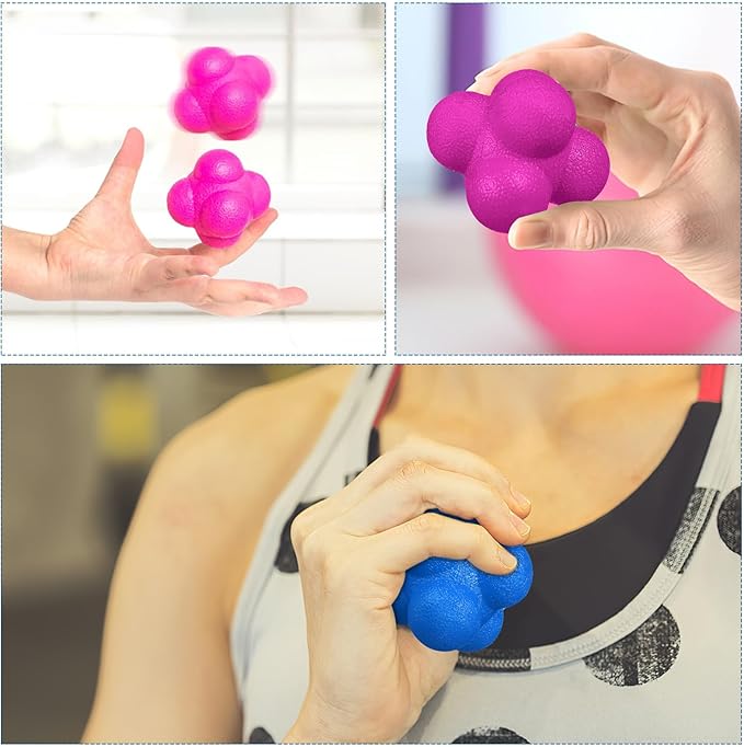 6 Pcs Hexagonal Reaction Balls Fitness Reaction Balls for Agility and Reflex Training, 7cm High Difficulty, Multi-Color Pack for Sports and Goalkeeper Training