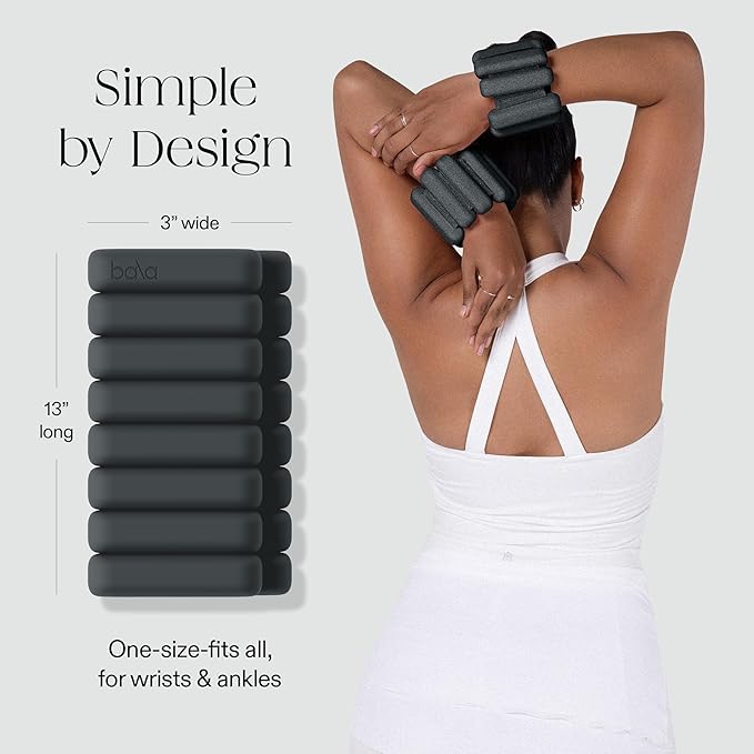 Bala Bangles Wrist & Ankle Weights for Women & Men - Adjustable Weighted Bands - Soft Silicone Arm & Leg Weights for Pilates, Yoga, Walking, Barre, Home Workout & Strength Training Exercise