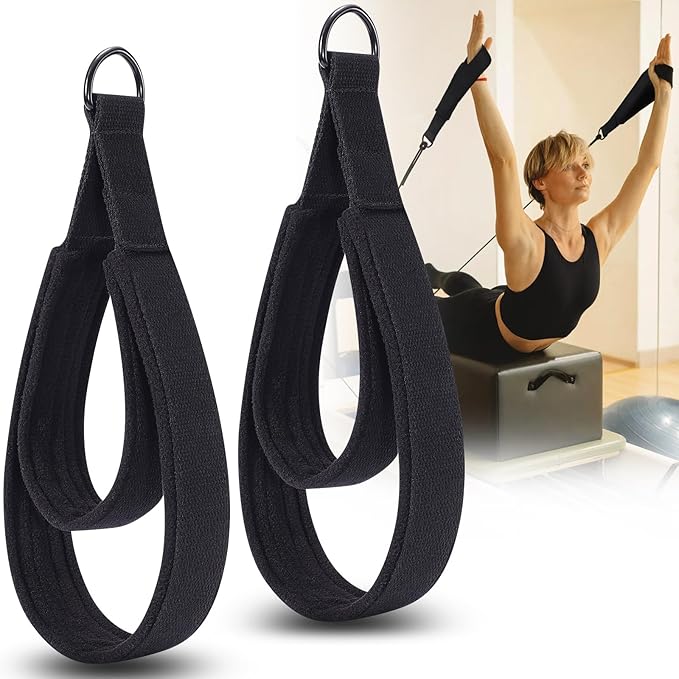 TOBWOLF Pilates Straps - Double Loop D-Ring Straps for Reformer, Padded, Home Gym Workout