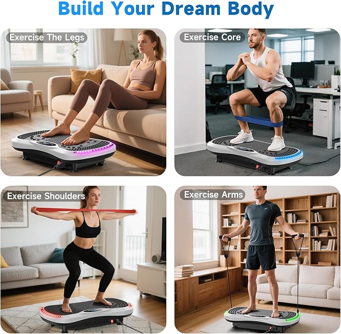 Vibration Plate Exercise Machine for Lymphatic Drainage, Vibration Machine for Full-Body Weight Loss Shaping, Vibrate Fitness Platform 400 Lbs & 200 Adjustable Speeds for Women Men Home