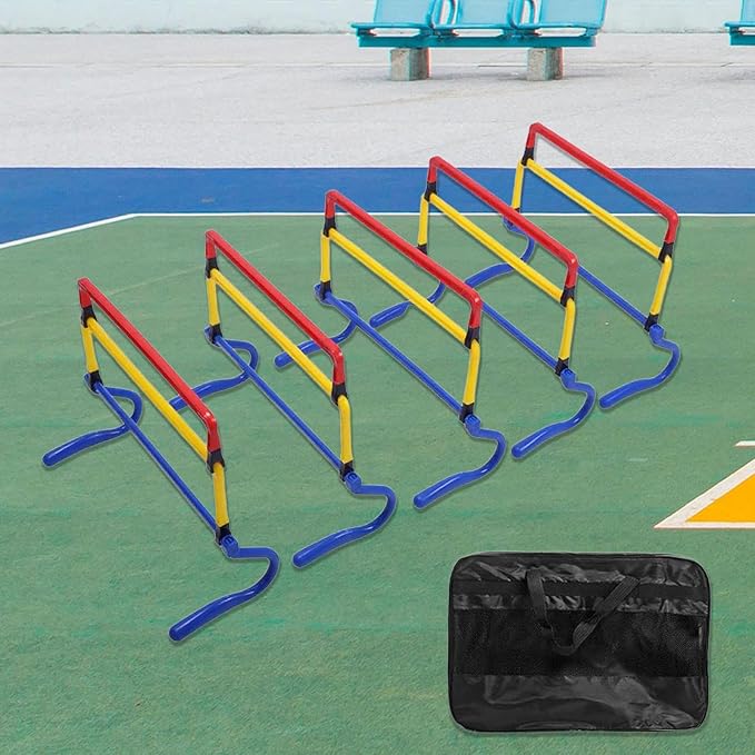 5Pcs Agility Training Hurdles Agility Speed Training Equipment Adjustable Height for Soccer Outdoor Sports Foot Exercise, Multicolor
