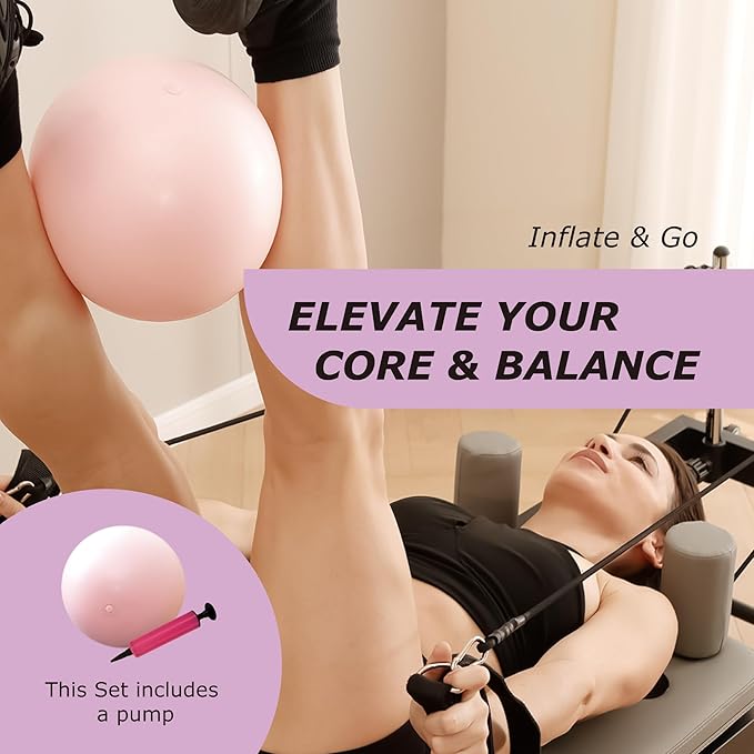 Pilates Ring Set, 15" Pilates Ring, Mini Ball, 3 Resistance Bands & Pump Kit, Home Workout Kit for Toning Arms, Thighs & Core